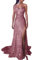 Robe de soirée élégante à manches longues pour femme - Col en V à paillettes - Fente haute - Taille haute - Robe de soirée fendue - Manches courtes - Col en V - Mini fête, rose gold, XXL