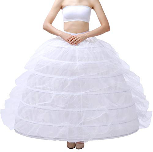 HYROOY Damen Petticoat mit 7 Ringen, bodenlang, A-Linie, Reifrock, Unterrock, Wie abgebildet, As Pic Shows
