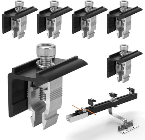 Teokantz 6 Stück Endklemme 30mm Schwarz Abschlussklemme für Montage der Photovoltaik Solarpanel Solarmodul Halterung Endklemme Randklemme für PV Solar Module Befestigungen Balkonkraftwerk auf dem Dach