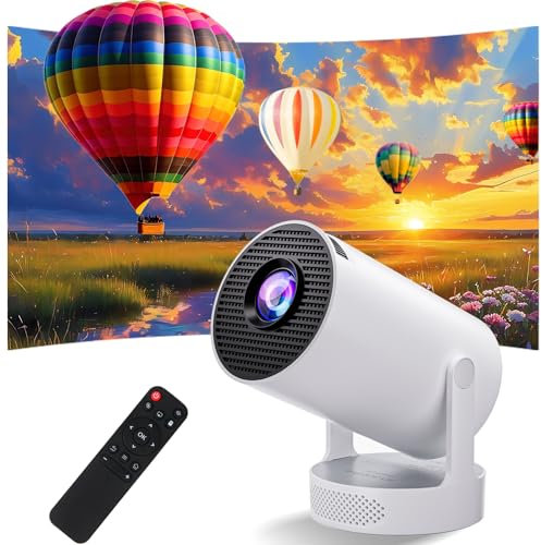 Mini proiettore smart, proiettore Hi-Fi portatile con 4K 1080P, WiFi 6 e Bluetooth 5.0, 280 ANSI lumen, correzione automatica per camera da letto (Bianco)
