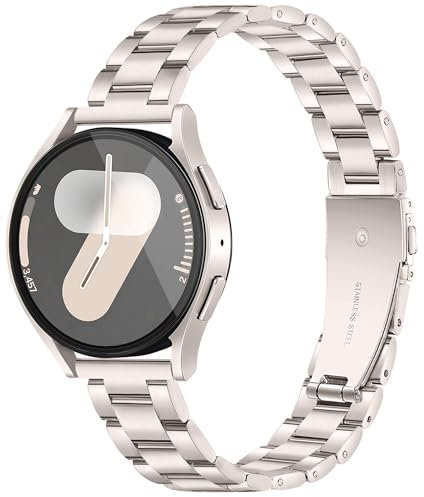 Vamyzji Compatible with Samsung Galaxy Watch 7 6 5 4 40mm 44mm, FE 40mm, 5 Pro 45mm, 6 Classic 43mm 47mm, Metal Strap Women for Samsung Watch 4 Classic Active 2