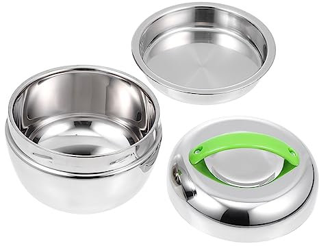 Happyyami Acciaio Inossidabile Doppio Porta Pranzo Termico Contenitore Per Alimenti Accessorio Da Ufficio Pratico e Maneggevole
