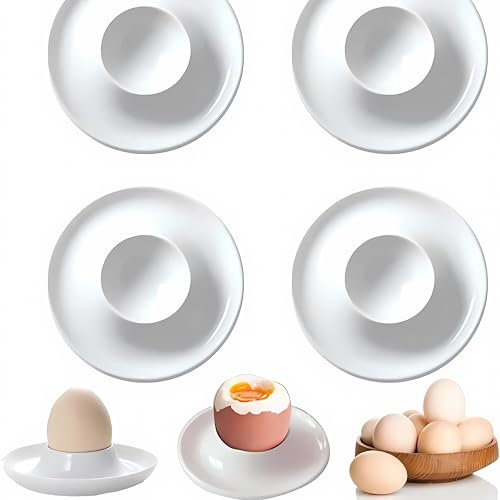 FloraVigo 6 Eierablagen aus Kunststoff, bruchsichere Eierbecher, weiße Eierhalter, gesunde Eierbecher in Lebensmittelqualität, Küchenartikel, Kinder- und Campinggeschirr-Geschenke