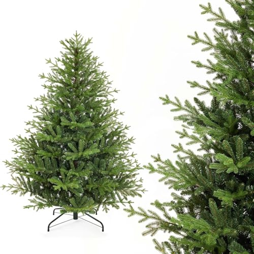 Yorbay Albero di Natale artificiale, 150 cm, in PE e PVC, con supporto in ferro, per decorazioni natalizie