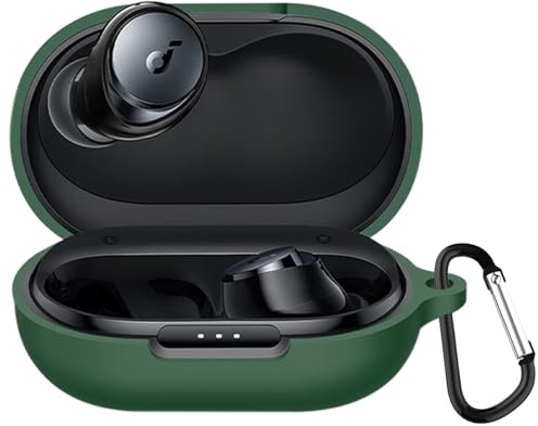 TOORQR Kompatibel mit Anker Soundcore Space A40 Hülle Kopfhörer Case,Schützende Flüssig Silikon Hülle für Soundcore Space A40 Silikon Cover,Front-LED Sichtbar, Kratzfest,Leicht zu Reinigen (Tiefgrün)