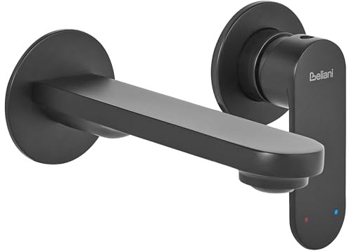 Single Lever Wall Mounted Basin Brass Mixer Tap Black Guatavia