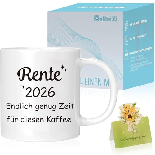 Rente 2026 Kollege Abschiedsgeschenk – Tasse mit Spruch | Geschenkidee für Rentner zum Renteneintritt oder Ruhestand | Kaffeebecher für Männer & Frauen im Büro
