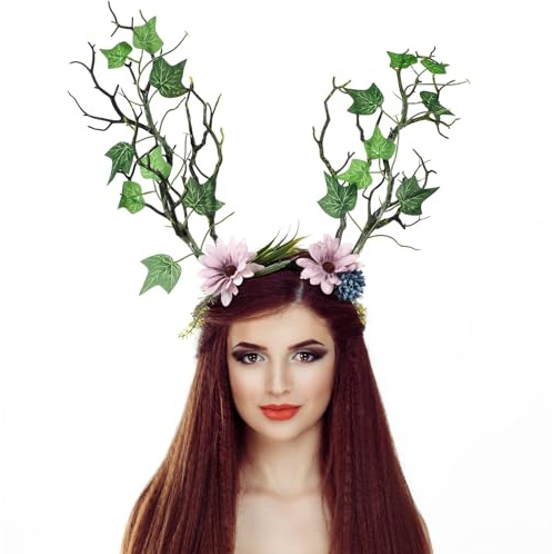 Gogogmee Weihnachtsfeier Stirnband mit Baumzweig Design Bequemer Haarreif aus Polyester und Kunststoff Einfache Handhabung für Festliche Anlässe und Cosplay
