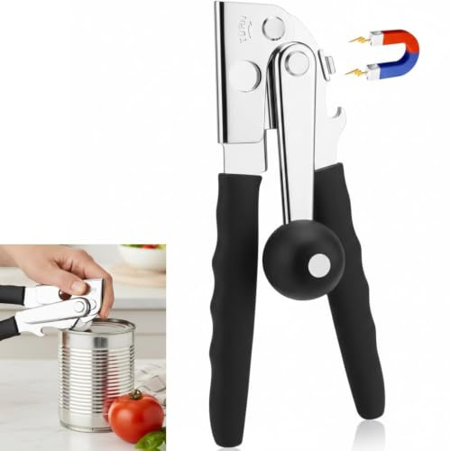Dosenöffner Manuell Can Opener, Dosenöffner ohne scharfe kanten, Manuell Büchsenöffner aus Edelstahl, für Zuhause, Büro, Bar, Party(Schwarz)