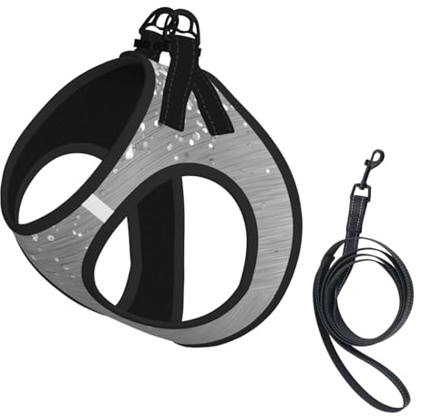 Silbernes, gebürstetes Metall-Glitzer-Hundegeschirr mit Leine, niedliche, reflektierende, verstellbare Weste für kleine Hunde, atmungsaktives Mesh-Welpengeschirr zum Spazierengehen und Wandern, Größe