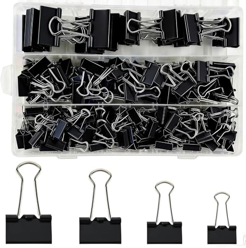 180 Pièces Pinces à Reliure Pliantes, 15 mm/19 mm/25 mm/32 mm
