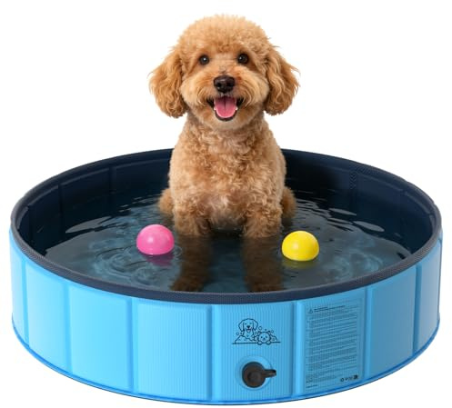 KYG Piscina per cani 80 x 20 cm pieghevole in PVC, antiscivolo e antigraffio per cani di piccola taglia, con 4 patch di riparazione, uso esclusivo per animali
