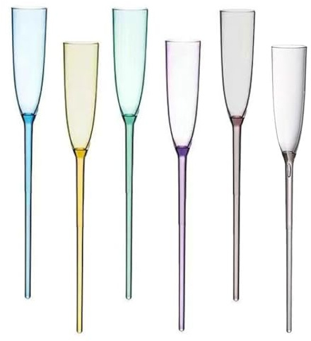 Flute da champagne galleggianti, set di 6 eleganti calici da champagne in acrilico, calici senza base, bicchieri galleggianti per la piscina, perfetti per feste ed eventi sociali (colore nero)