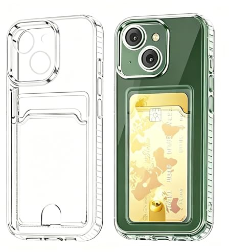 Cesryorsis für iPhone 15 hülle mit kartenfach, Durchsichtig TPU Handyhülle, Ultra Dünn, Soft, Stoßfest Schutzhülle，Bumper Cover