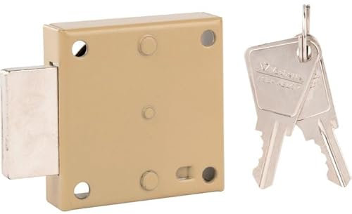 Vachette - Serrure en applique emboutie 5064, Déverrouillage par clé, Métal, 0.14 kg, 1 pièce, Axe à 20 mm, Longueur du cylindre 18 mm, Armoire, Porte