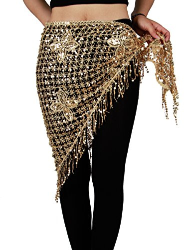 Belly Dance Hip Scarf - Hip Skirt Belly Dancing Belt Triangle Shawl Tassel Belts Waist Chain for Women/Girls