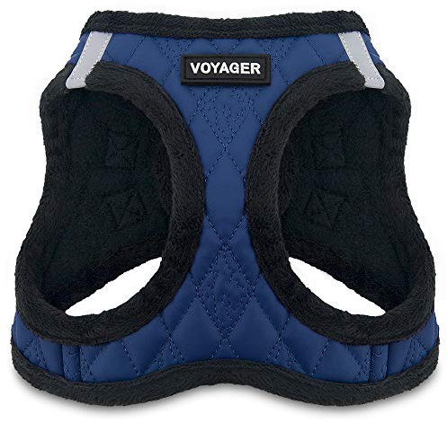 Voyager Step-In Plüsch Hundegeschirr - Weicher Plüsch Step In Vest Geschirr für kleine und mittelgroße Hunde von Best Pet Supplies - Königsblau Kunstleder, L (Brustumfang: 45,7-52,1 cm)