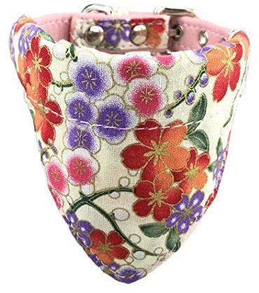 Newtensina Weich Bandana HundeHalsband Klassisch Blume Sakura Design Süß Bandana für Hunde Katzen - Pink - XS