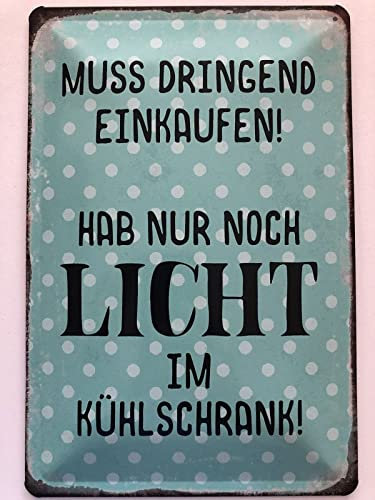 Blechschild 20x30cm gewölbt Nur Licht im Kühlschrank Spruch Sprüche Deko Geschenk Schild