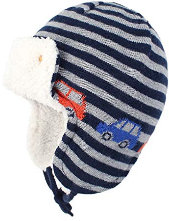 Baby Jungen Mädchen Winter Tiere Earflap Beanie Hut Kinder Säugling Dinosaur Fox Muster Fleece Futter Warme Mütze, Auto, 48-50cm(Tag M, 1-2J)