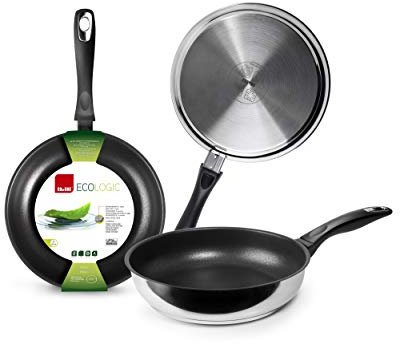 IBILI - Poêle New Ecologic, 20 cm, Acier inoxydable, Xylan antiadhésif, Compatible avec l’induction