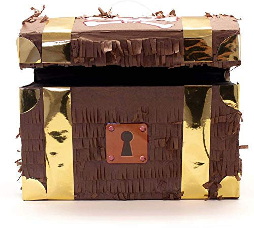Party Factory Pinata Schatztruhe 30 x 23 x 36 cm Partyspiele Kinder Geburtstag Deko Dekoration Geburtstagsdeko
