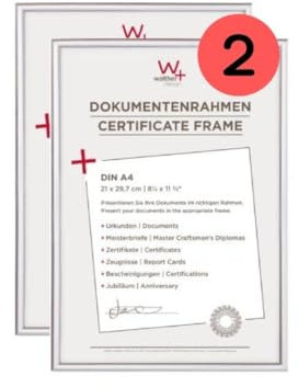 walther design Bilderrahmen silber 21 x 29,7 cm (DIN A4) Doppelpack, New Lifestyle Kunststoffrahmen KV130SD