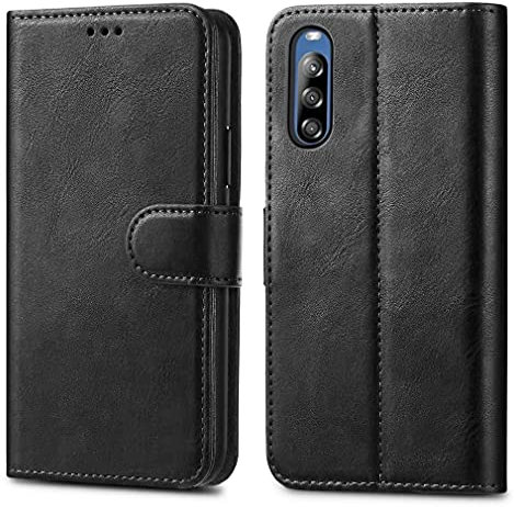 GAPlus Sony Xperia L4 Leather Case - Premium Wallet Case Leather Flip Cover For Sony Xperia L4 6.2 [Card Holder] [Magnetic Closure] (Black)