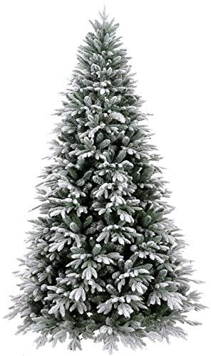 Giulia Grillo Künstlicher Weichnachtsbaum Beschneit 180 cm Dicht, 2531 Zweige, Weihnachtsbaum Luxury grün mit beschneiten Spitzen realistisch, PE/PVC, grün und Weiss