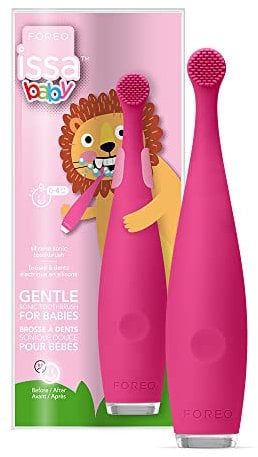 FOREO ISSA baby Elektrische Zahnbürste aus Silikon für Babys und Kleinkinder im Alter von 0-4 Jahren, hygienischer Silikonkopf, erste Mundpflege, 480 Tage Nutzung per USB-Aufladung, 2 Jahre Garantie