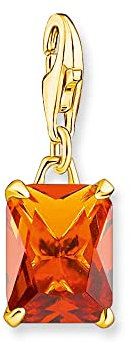 Thomas Sabo Damen Charm-Anhänger Gold großer Stein Orange Charm Club 925 Sterlingsilber 1868-472-4