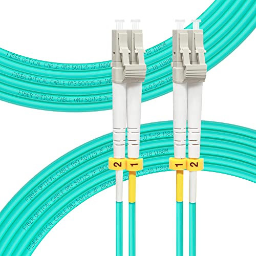 FLYPROFiber 15M OM3 LC auf LC LWL Glasfaser Patchkabel | Längenoptionen: 0,2m-100m, 10 GB Duplex, 50/125 um Multimode Kabel, LSZH 15 Meter
