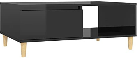 vidaXL Couchtisch Modernes Design Beistelltisch Wohnzimmertisch Kaffeetisch Sofatisch Teetisch Tisch Wohnzimmer Hochglanz-Schwarz 90x60x35cm Holzwerkstoff