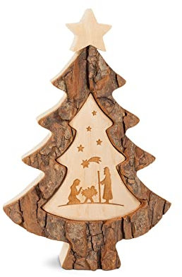 Thankgoods Weihnachtsbaum mit Lasergravur Krippenbild - Hochwertige Weihnachtsdeko mit detailreichem Design