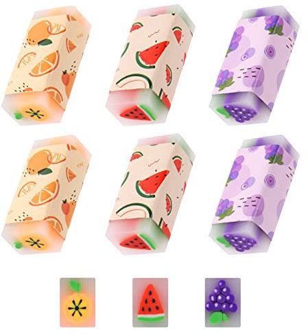 Vicloon Radiergummi Set - 6 Stück Fruchtgeschmack für Kinder, Mitbringsel Kindergeburtstag Posten, Schulbedarf Schreibwaren