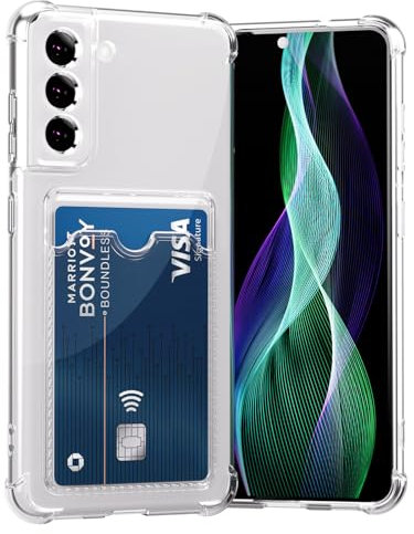 AKABEILA Case for Samsung Galaxy S21 FE 5G Clear Slim Phone Case Soft TPU Wallet Case Bag Cover with Card Slot Holder Shockproof 6.4 Inch