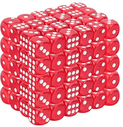 NUOBESTY 100Pcs Dadi Rossi e Bianchi A 6 Facce - Blocco Pipped 13Mm per Giochi da Tavolo, Feste, Tazza Colore