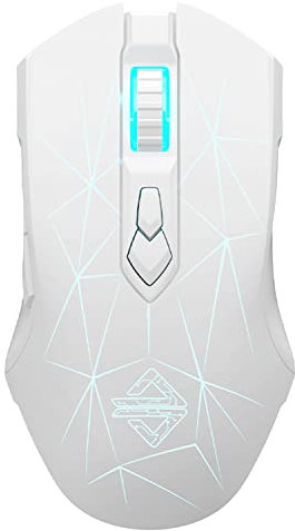 AJ52PRO Wireless Gaming Mouse-Lightweight Tri-Mode Gaming Mouse-2.4G Wireless/BT5.0/USB Wired-Up to10K DPI-Ergonomic LED Backlit PC Gaming Mice with Programmable 8 Buttons for Win, Mac-Star White
