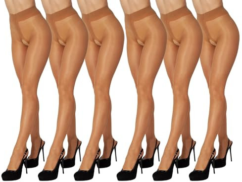 BANANALU 20 Den Ouvert Strumpfhose mit offenem Schritt Intimo 20 Light Bronze - 6er Set M