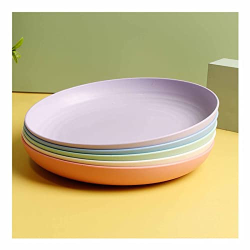 Mgiahekc Wheat Straw Dinnerware Sets for 5, 23Cm Round Dinner Plate Set, The Bottom is Non-Slip and Easy to Clean, Suitable for Serving Salads, Desserts, Appetizers,5pcs
