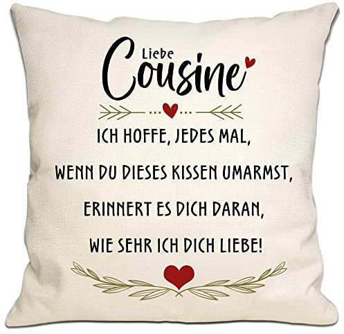 Bommex Cousine Geschenk Ich hoffe, jedes Mal, wenn Sie umarmen Dieses Kissen es erinnert Sie daran, wie viel ich Liebe Sie Kissenbezug Cousine Geburtstag