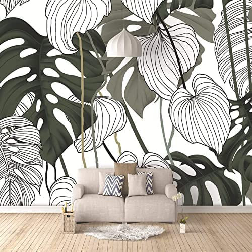 Papier Peint Photo Lignes Modernes En Noir Et Blanc Feuilles De Monstera Papier Peint Photo Photo Peintures Murales Papier Peint Papier Peint 3D Papier Peint Pâte Sa 140 (largeur) x 70 (hauteur) cm