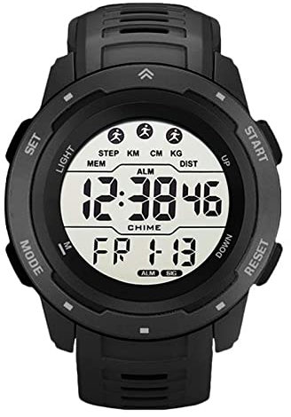 Alomejor Orologio da Corsa da Uomo, Sveglia Multifunzione, Datario, Orologio Sportivo Digitale per Studenti all'aperto (Nero)