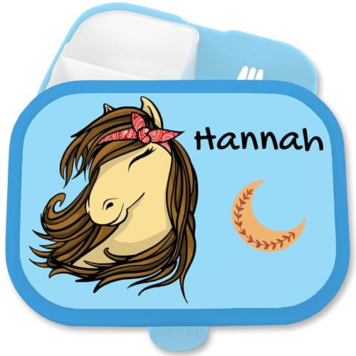 Brotdose Kinder Campus für Mepal - Pferdekopf Pferde Pferdemädchen Pferd - 750 ml - Blau - schule jausenbox mädchen horse geschenke einschulung personalisierte brotdosen reiten lunchbox pferdebox
