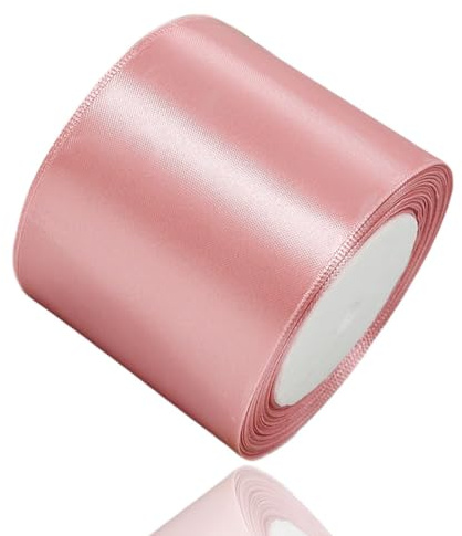 Satinband Roségold 75mm, 22 Meters Dekoration Geschenkband breit Schleifenband, Stoffband für Hochzeit, Taufe und Geburtstag Geschenke