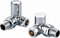 Round Corner Angled Chrome Valve Set Heated Towel Rail/Radiator Block Valves (Twin Pack) with Round Metal Handles Chrome Finish