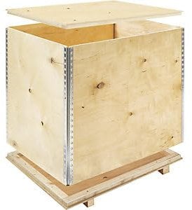 ratioform economy | Sperrholz-Faltkiste mit Kufen | LxBxH 755 x 595 x 547 mm | mit Deckel