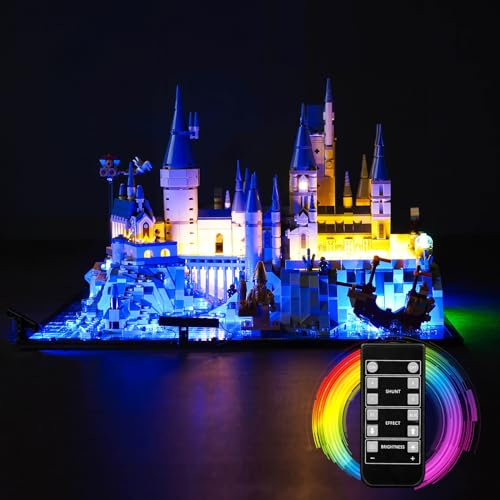 LocoLee Led Licht Set Kompatibel mit Lego Schloss Hogwarts mit Schlossgelände, Beleuchtungs Set Compatible with Lego 76419 Harry Potter Hogwarts Castle Nur Lichter, Kein Modell (Fernbedienung)