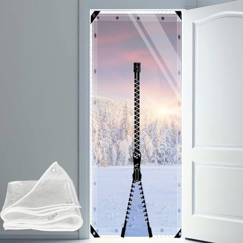 HQQMNY Tenda trasparente di protezione termica per porte con chiusura lampo in PVC, 0,3 mm, trasparente, per gazebo, da giardino, con occhielli, protezione isolante, impermeabile