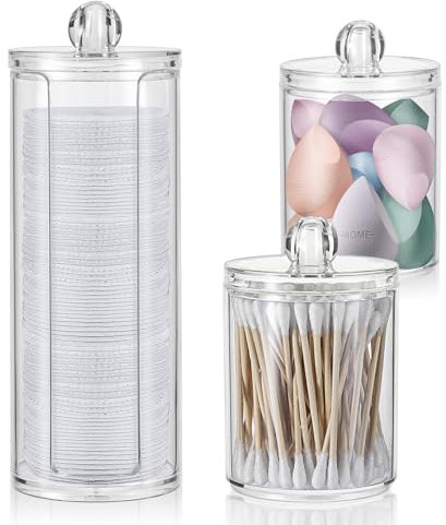MumdoYAL 3 Stk Rangement Coiffeuse、Rangement Maquillage Organisateur、Rangement Salle De Bain avec couvercle, récipient à cotons-tiges, pour commode, salle de bain, chambre à coucher